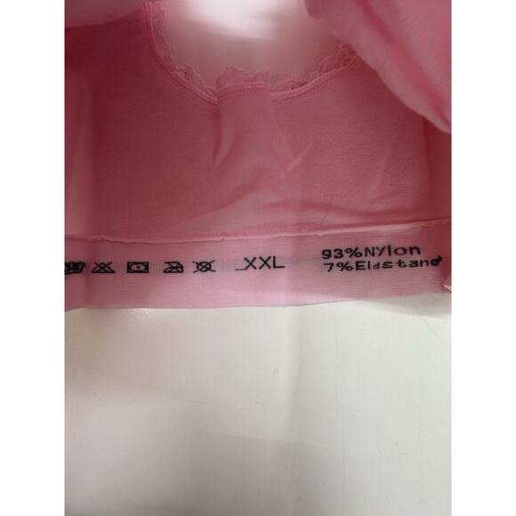 Womens Bra Size XXL Light Pink Lace Front CrissCross Staps Adjustable Padded New - Picture 5 of 9